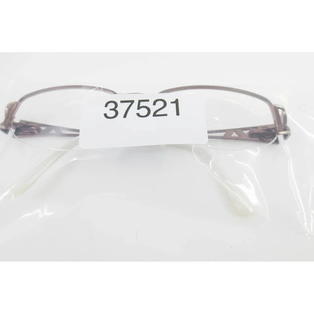 SP 7003 CHNT Brown Semi Rimless Rectangular Eyeglass Frames 52-17-135 Floral Arm